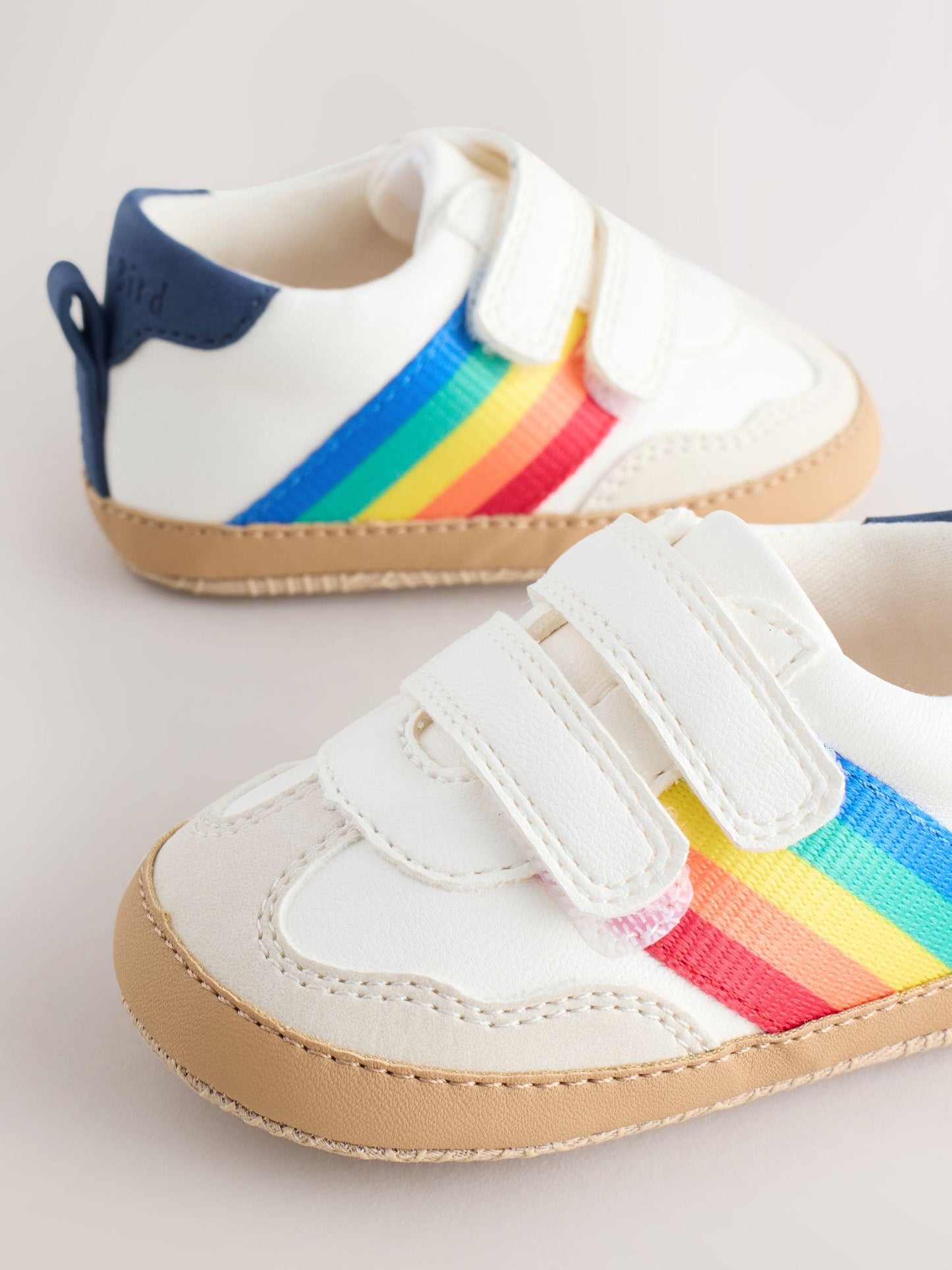 Little Bird by Jools Oliver White Rainbow Tape Gum Sole Trainers Padders image 3
