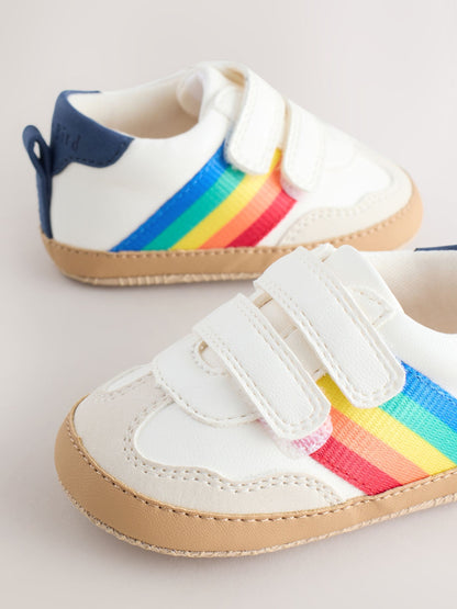 Little Bird by Jools Oliver White Rainbow Tape Gum Sole Trainers Padders image 3