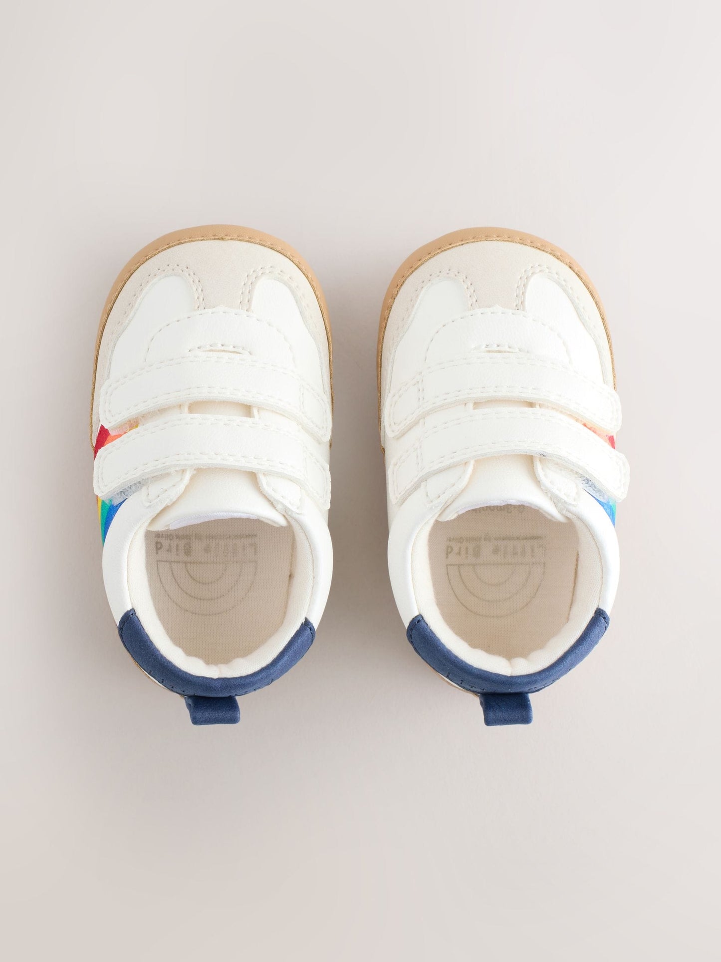 Little Bird by Jools Oliver White Rainbow Tape Gum Sole Trainers Padders image 4