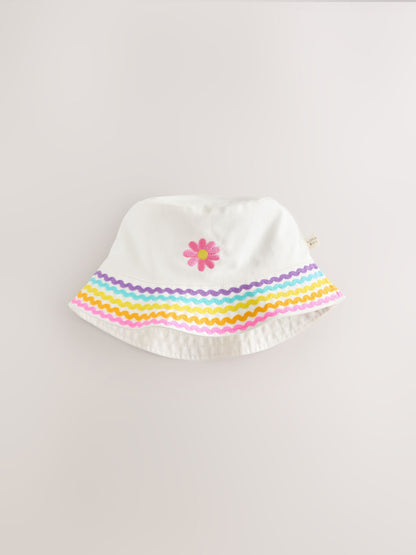 Little Bird by Jools Oliver White Pastel Rainbow Rik Rak Bucket Hat image 3