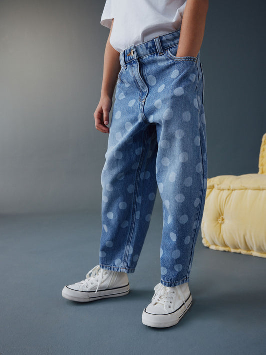 Dsiney Kidz - Lightwash Polka Dot Barrel Jeans (3-16yrs) image 1