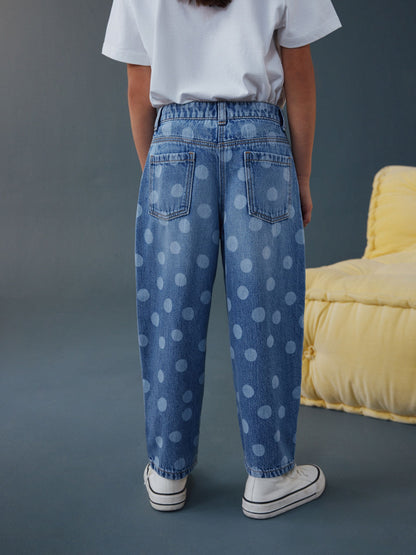 Dsiney Kidz - Lightwash Polka Dot Barrel Jeans (3-16yrs) image 5