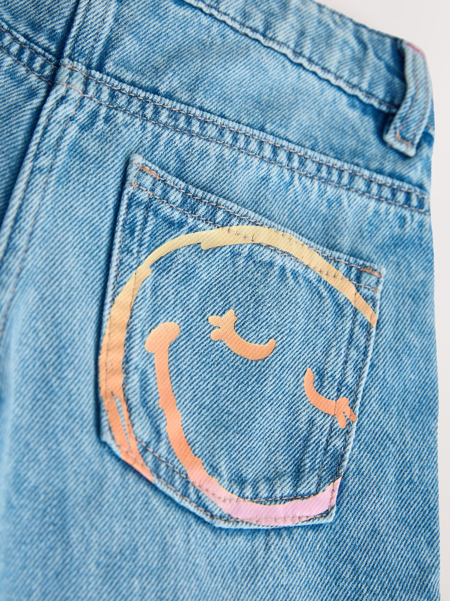 Dsiney Kidz - Mid Blue SmileyWorld® Print Wide Leg Jeans (3-16yrs) image 8