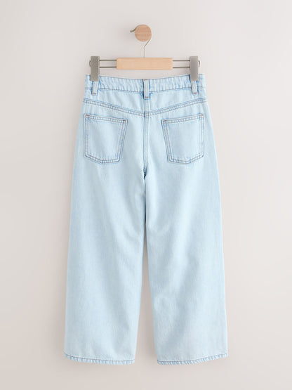 Dsiney Kidz - Light Blue Floral Embroidered Wide Leg Jeans (3-16yrs) image 6