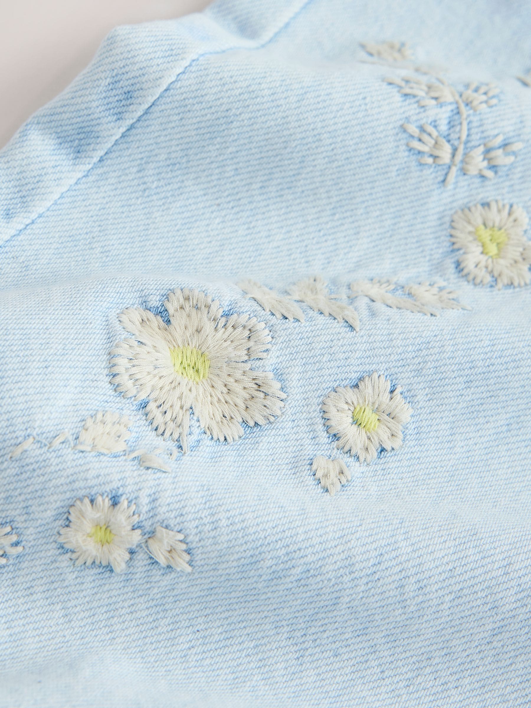 Dsiney Kidz - Light Blue Floral Embroidered Wide Leg Jeans (3-16yrs) image 7