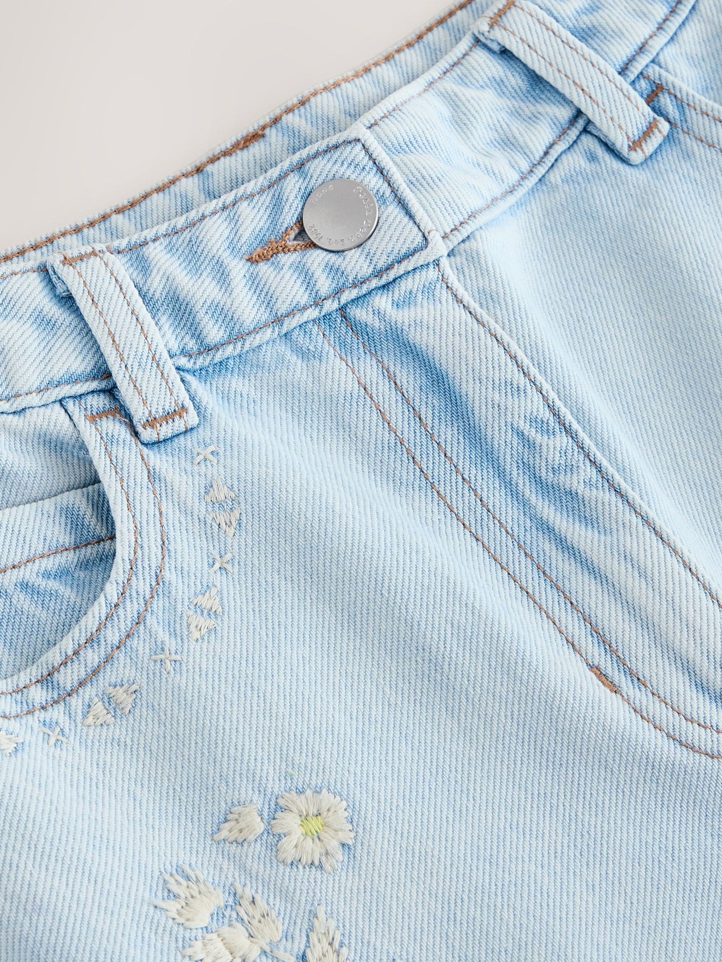 Dsiney Kidz - Light Blue Floral Embroidered Wide Leg Jeans (3-16yrs) image 8