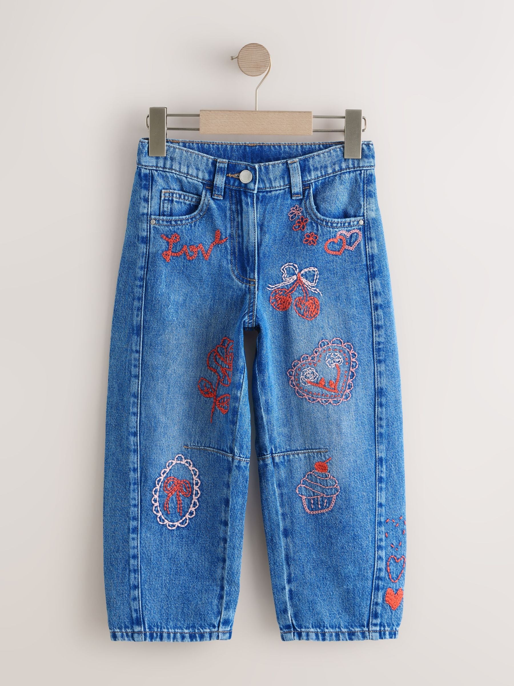 Dsiney Kidz - Mid Blue Embroidered Barrel Jeans (3-16yrs) image 5
