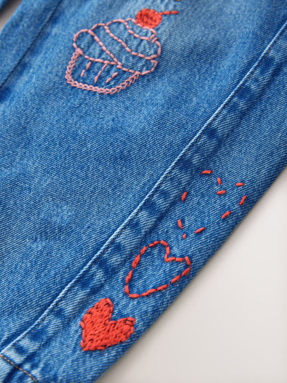 Dsiney Kidz - Mid Blue Embroidered Barrel Jeans (3-16yrs) image 8