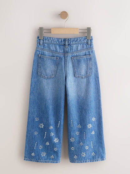 Dsiney Kidz - Dark Blue Wide Heatseal Embellished Jeans (3-16yrs) image 6