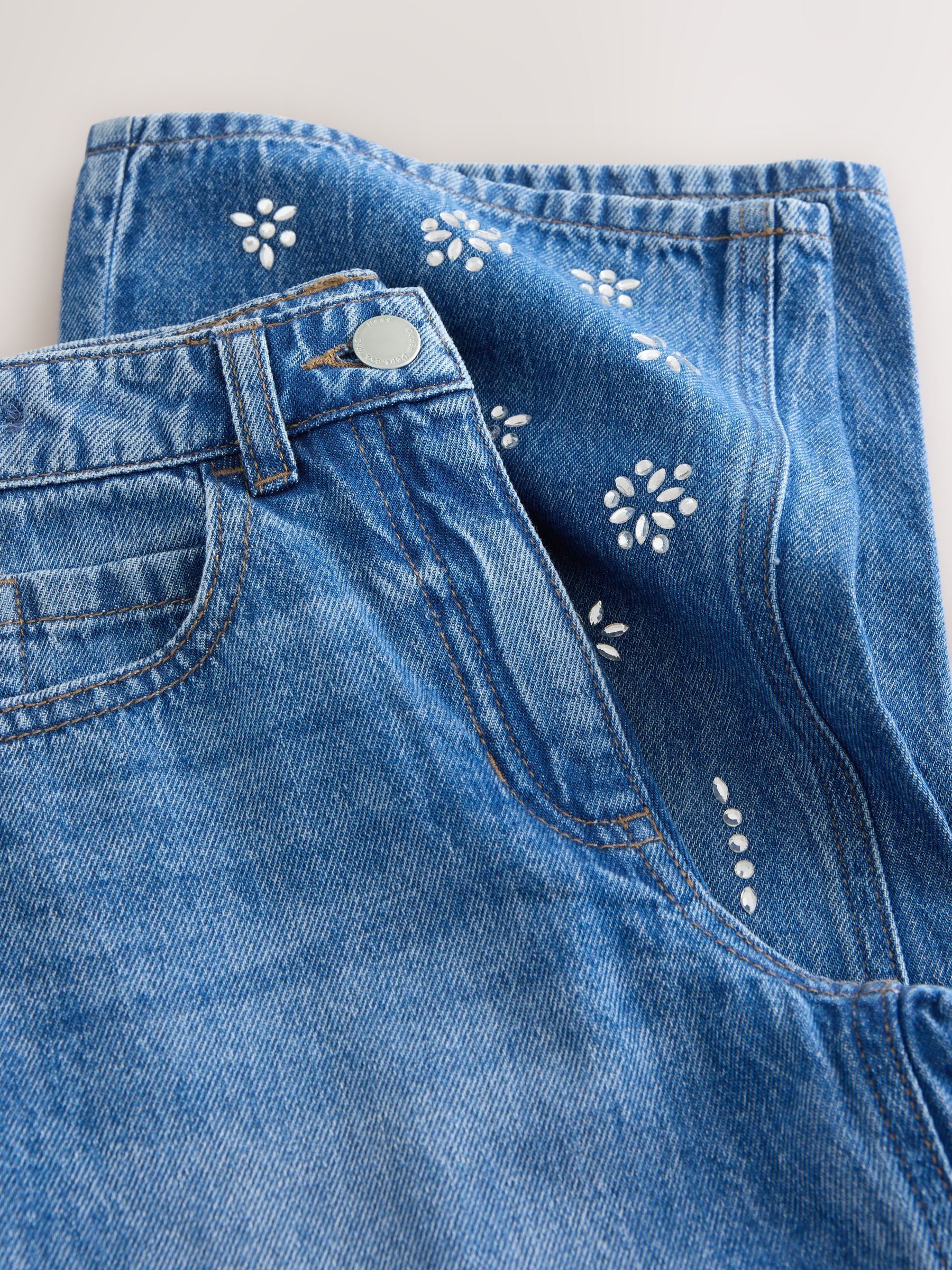 Dsiney Kidz - Dark Blue Wide Heatseal Embellished Jeans (3-16yrs) image 7