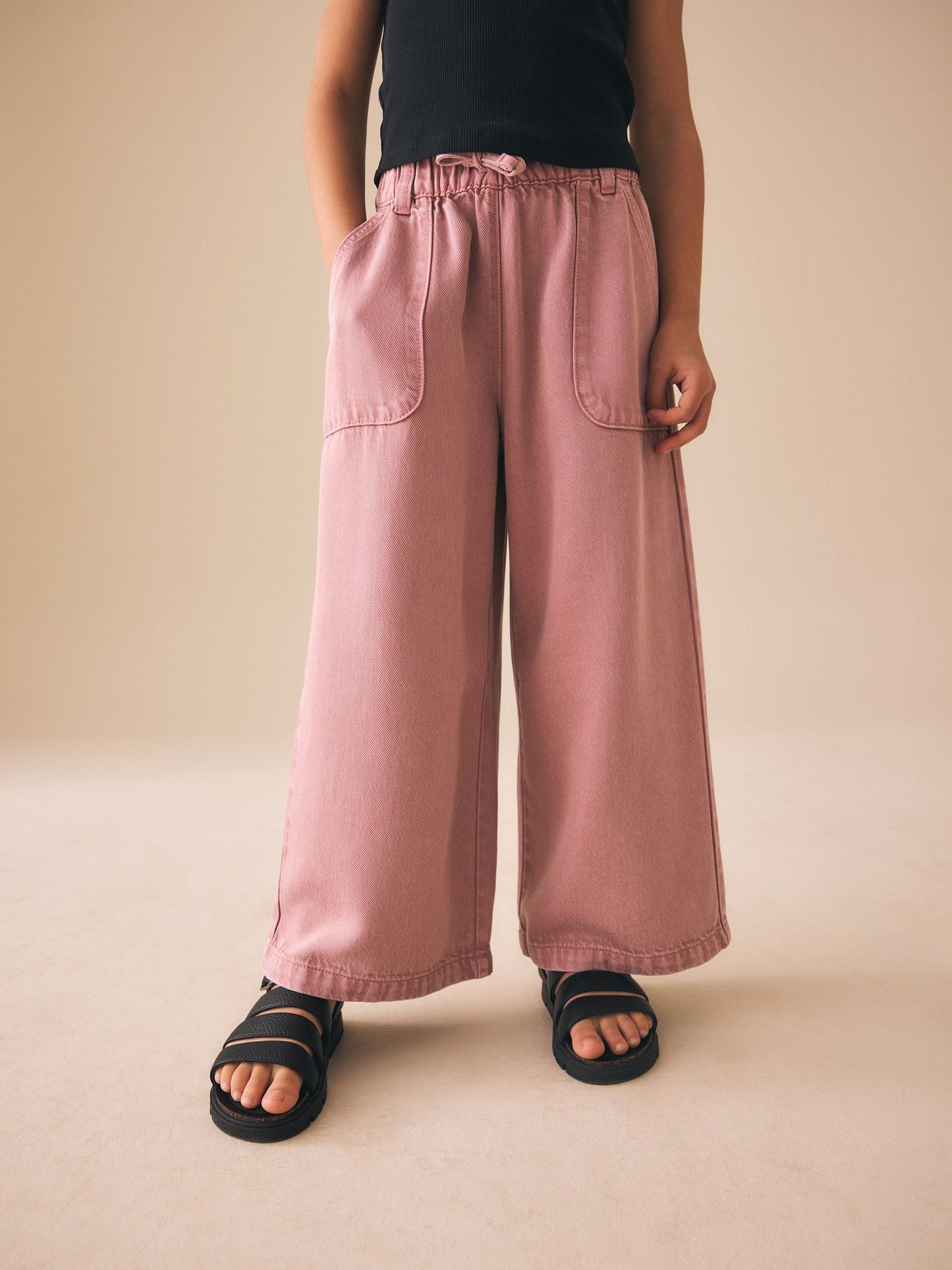 Dsiney Kidz - Pink Pull On Wide Leg Trousers (3-16yrs) image 1