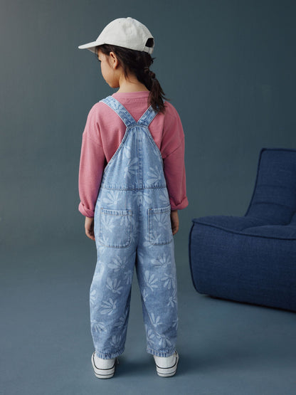 Dsiney Kidz - Mid Blue Daisy Printed Dungaree (3-16yrs) image 2