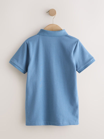 Dsiney Kidz - Blue/Mink/Cement Short Sleeve Polo Shirts 3 Pack (3-16yrs) image 5