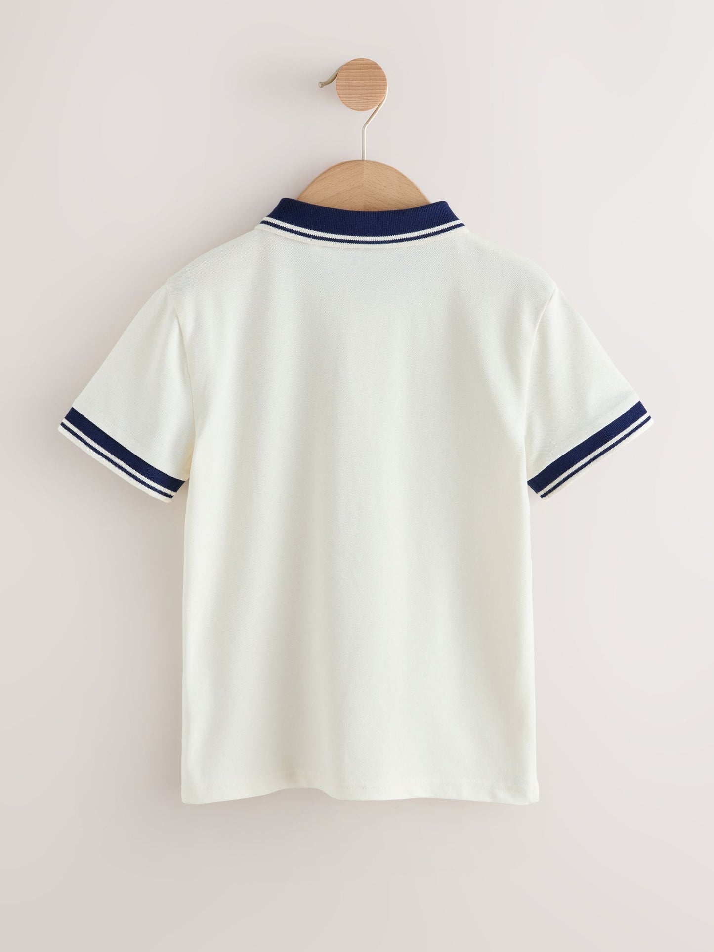 Dsiney Kidz - Ecru White Stripe Tipped Collar Short Sleeve Polo Shirt (3-16yrs) image 5
