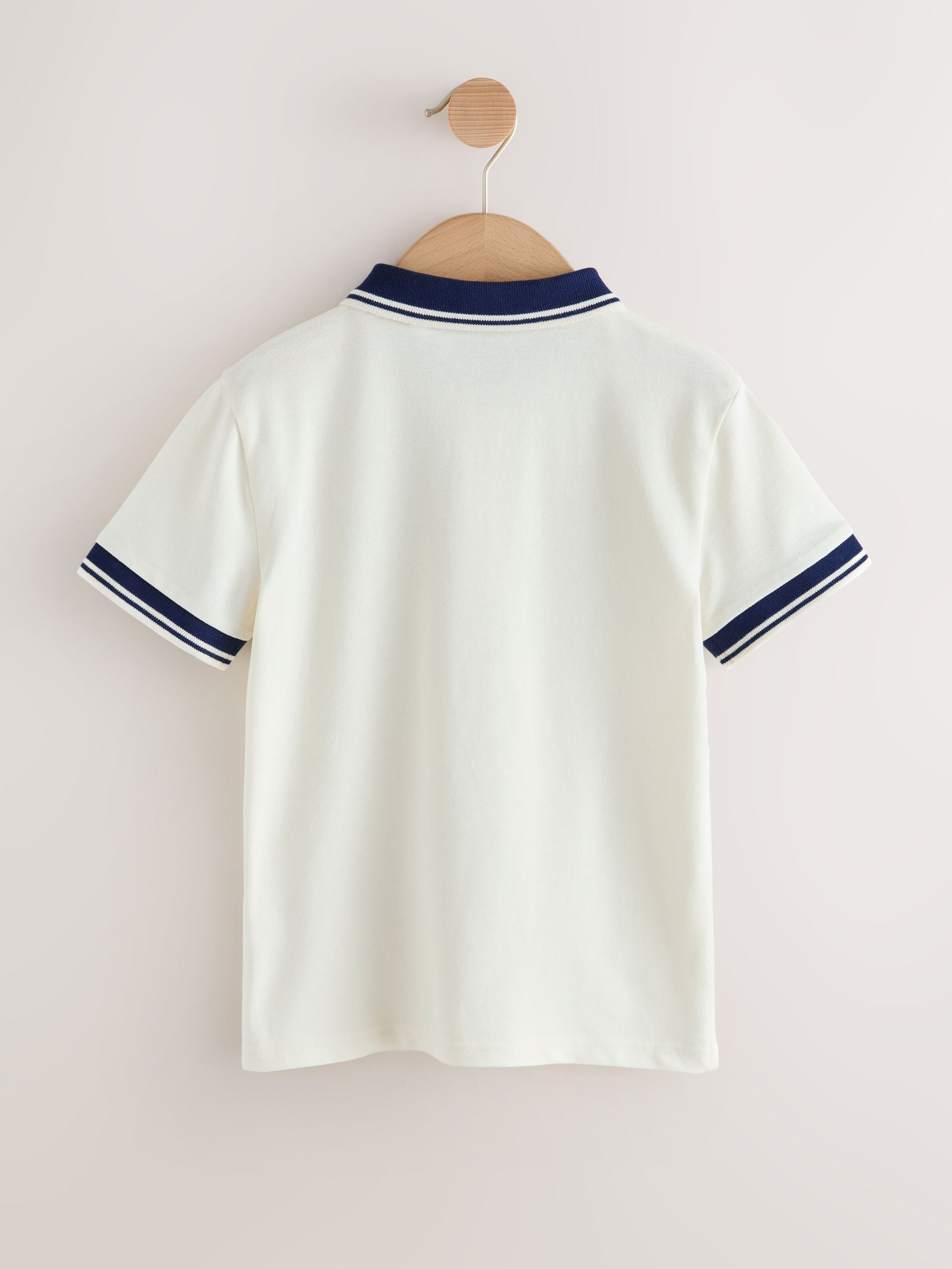 Dsiney Kidz - Ecru White Stripe Tipped Collar Short Sleeve Polo Shirt (3-16yrs) image 5