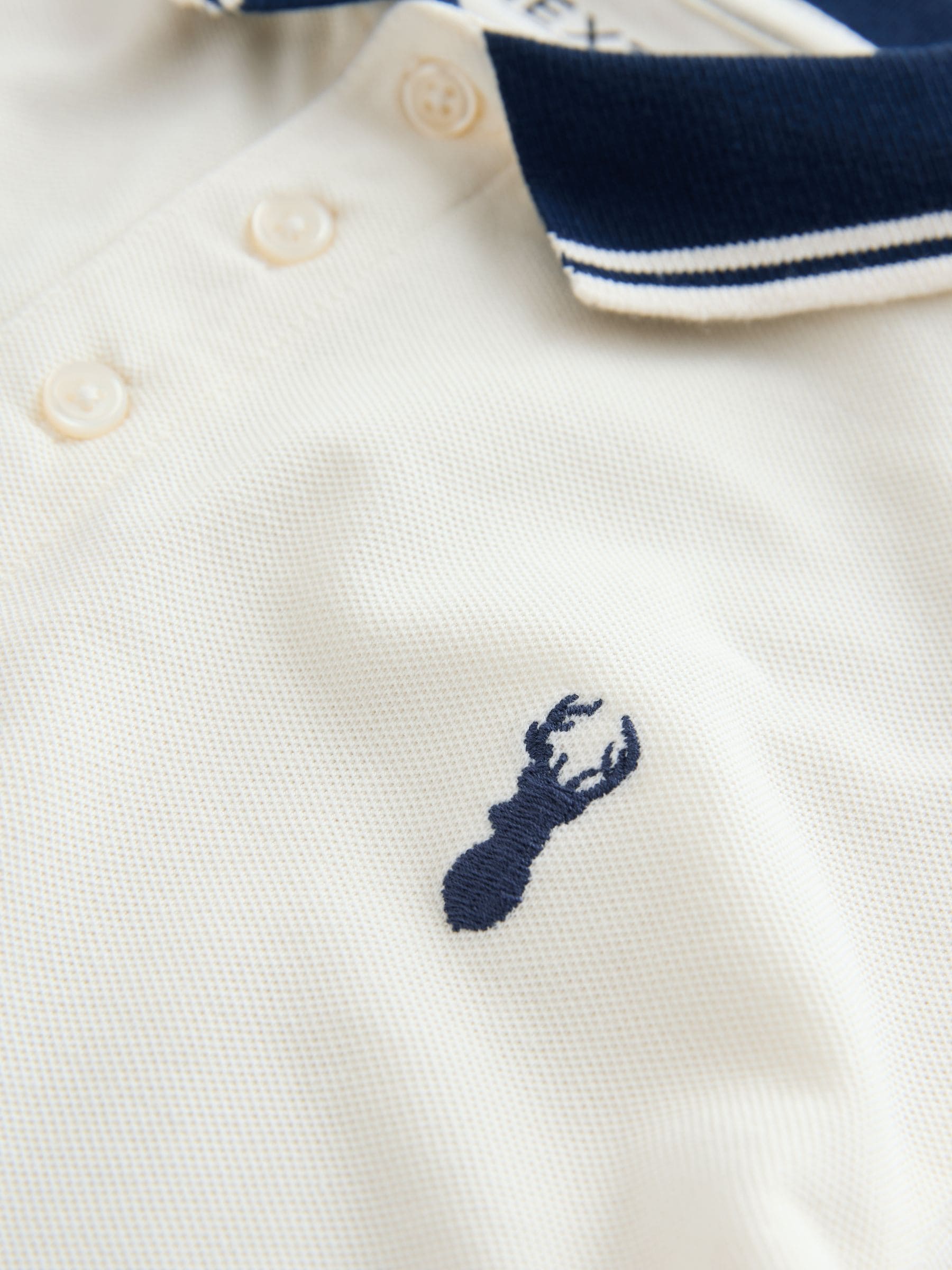Dsiney Kidz - Ecru White Stripe Tipped Collar Short Sleeve Polo Shirt (3-16yrs) image 6