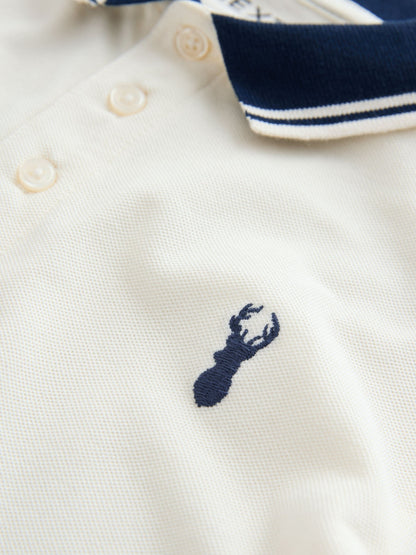 Dsiney Kidz - Ecru White Stripe Tipped Collar Short Sleeve Polo Shirt (3-16yrs) image 6