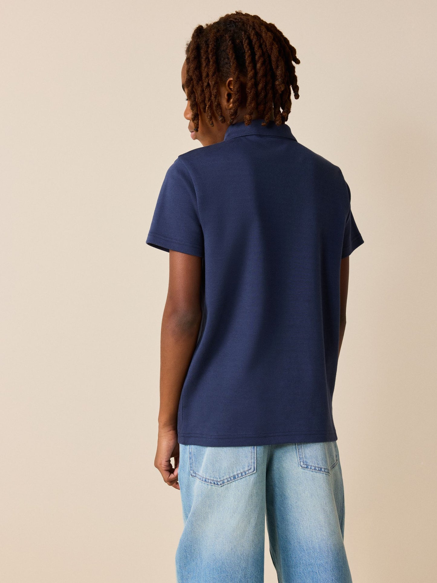 Dsiney Kidz - Navy Blue Vertical Stripe Zip Neck Polo Shirt (3-16yrs) image 3