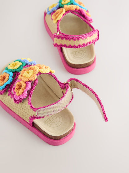 Little Bird by Jools Oliver Pastel Rainbow Crochet Flower Footbed Sandals image 2