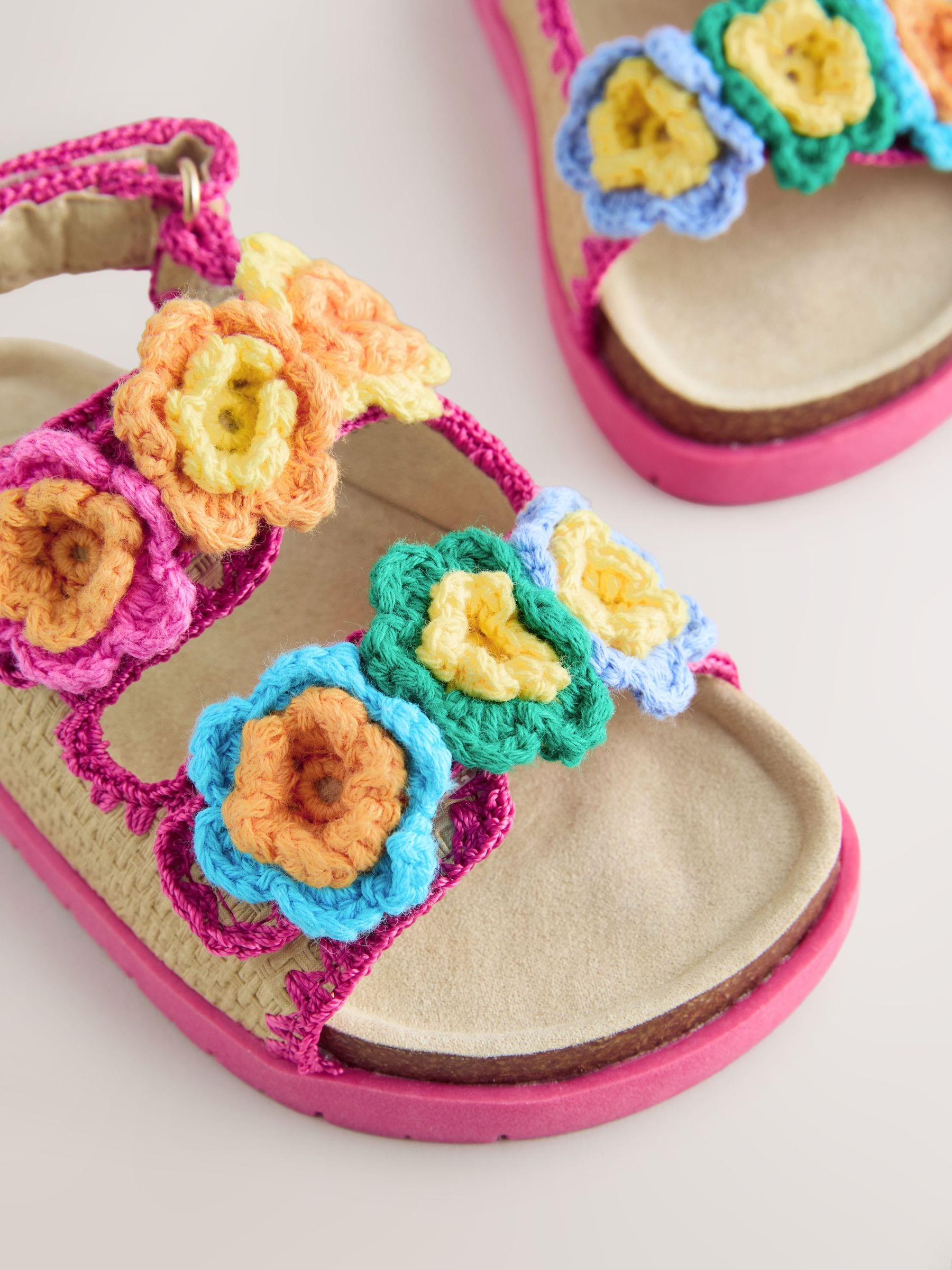 Little Bird by Jools Oliver Pastel Rainbow Crochet Flower Footbed Sandals image 3