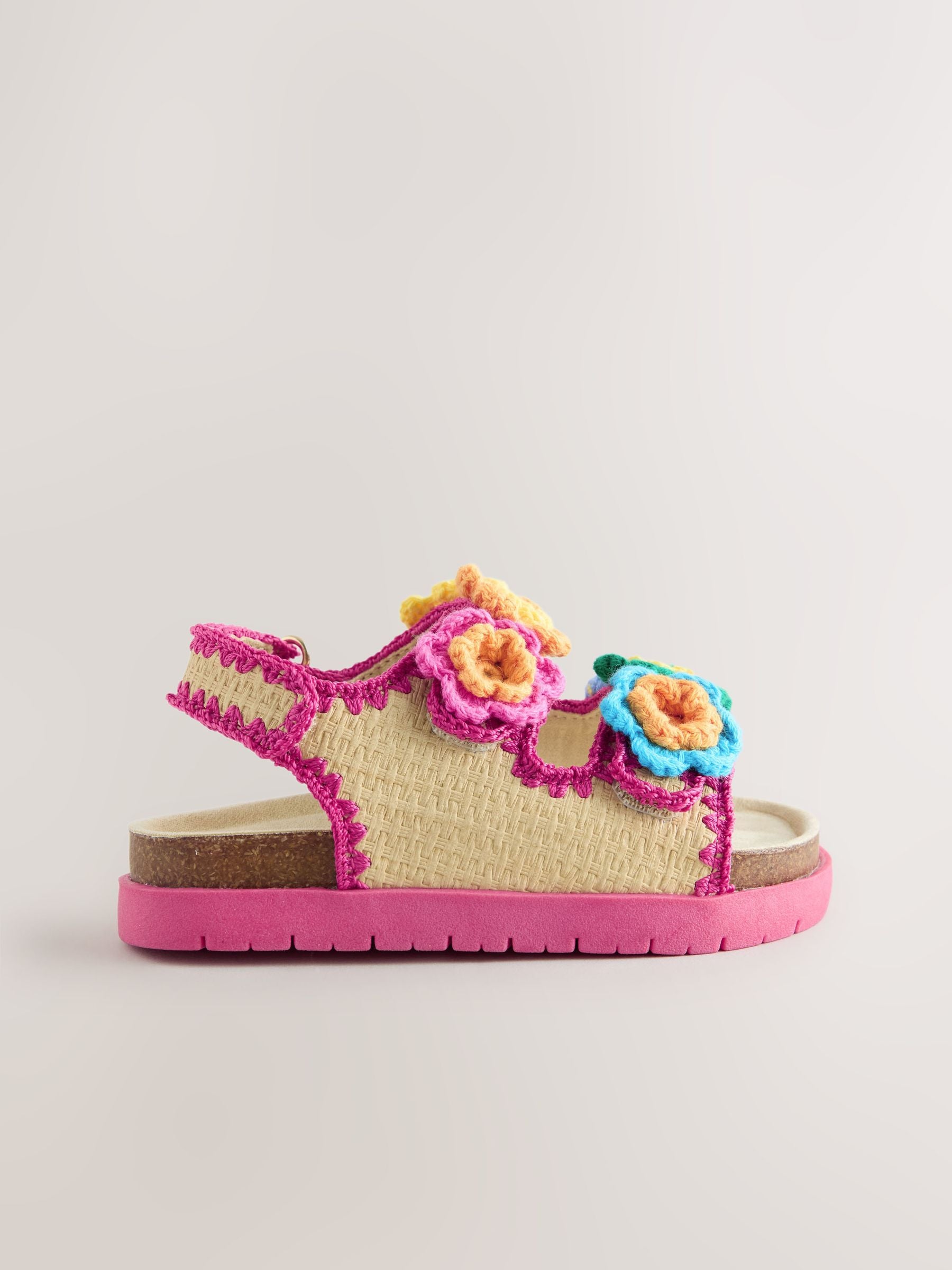 Little Bird by Jools Oliver Pastel Rainbow Crochet Flower Footbed Sandals image 4
