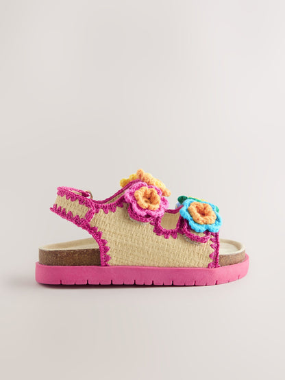 Little Bird by Jools Oliver Pastel Rainbow Crochet Flower Footbed Sandals image 4