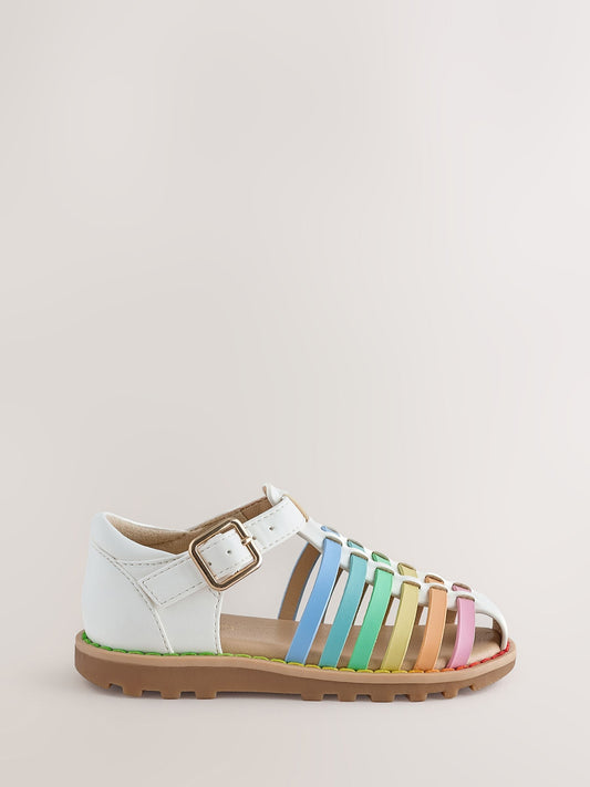Little Bird by Jools Oliver White Pastel Rainbow Fisherman Sandals image 2