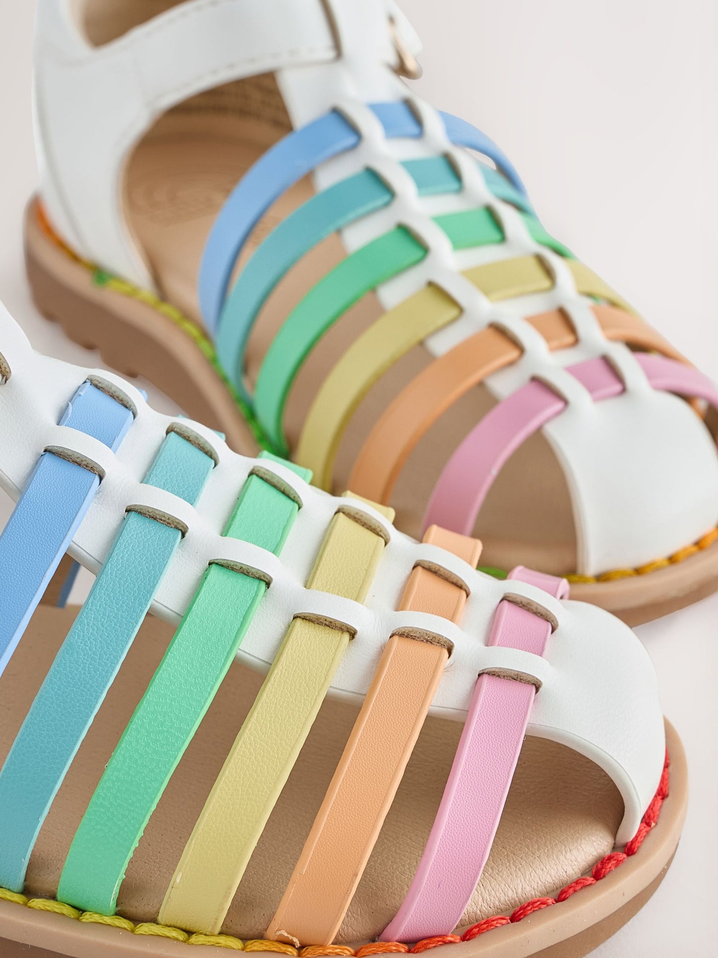 Little Bird by Jools Oliver White Pastel Rainbow Fisherman Sandals image 4