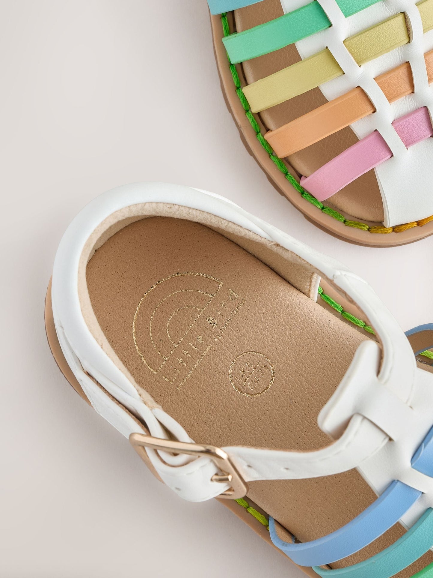 Little Bird by Jools Oliver White Pastel Rainbow Fisherman Sandals image 5