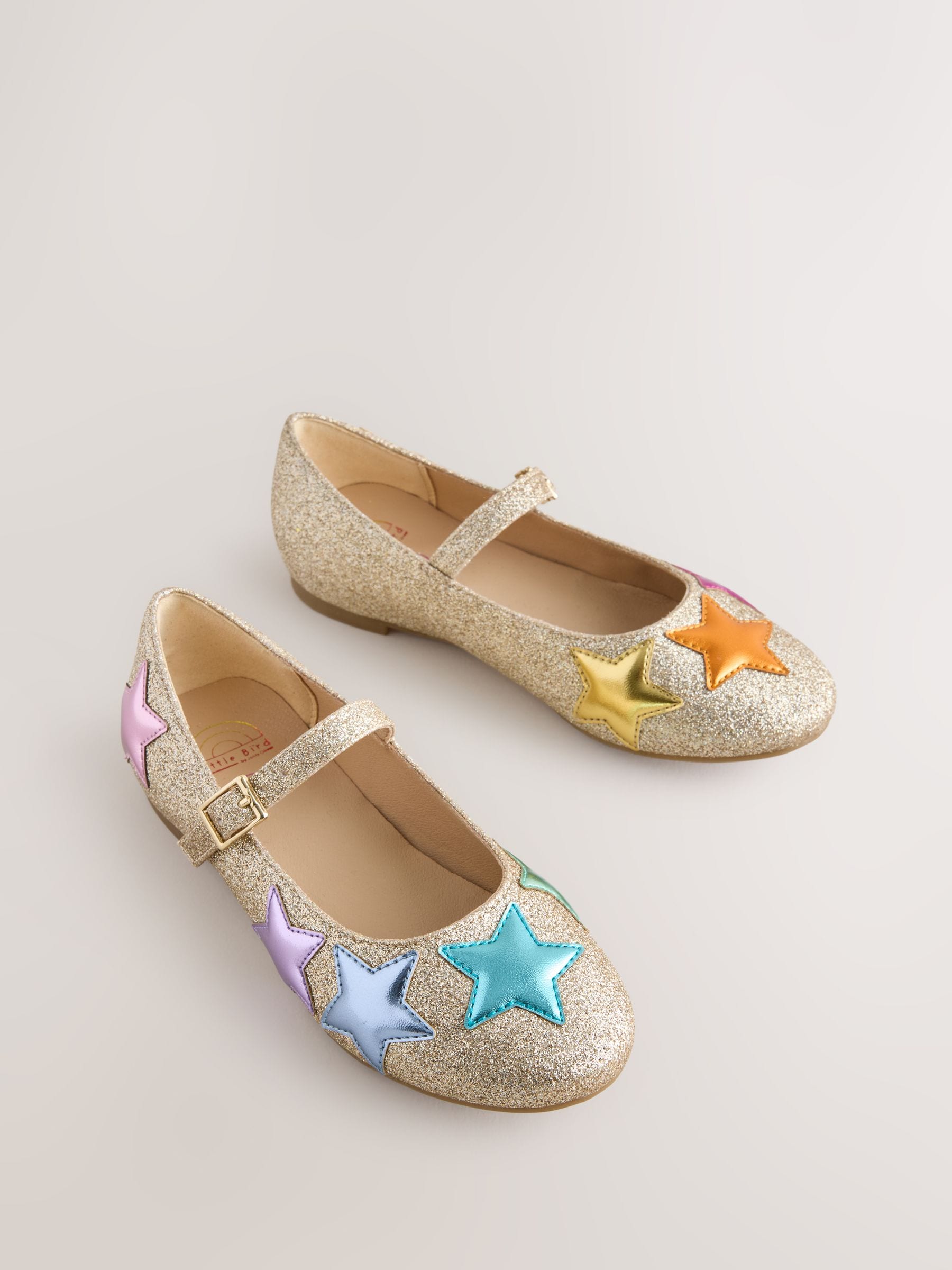 Little Bird by Jools Oliver Gold Older Glitter Occasion Star Mary Jane Shoes image 1