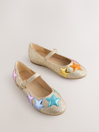 Little Bird by Jools Oliver Gold Older Glitter Occasion Star Mary Jane Shoes image 1