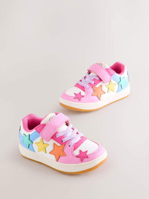 Little Bird by Jools Oliver Pink Pastel Rainbow Star Trainers image 1