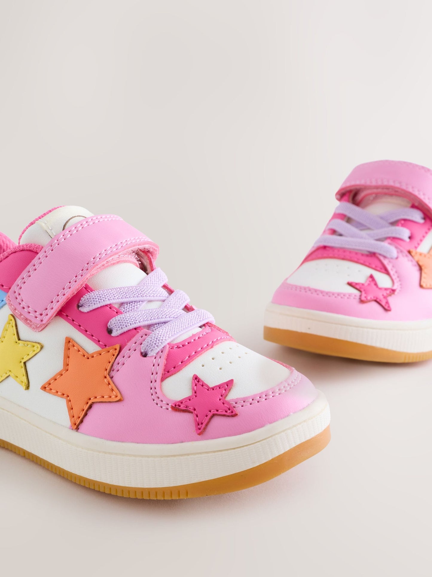 Little Bird by Jools Oliver Pink Pastel Rainbow Star Trainers image 3