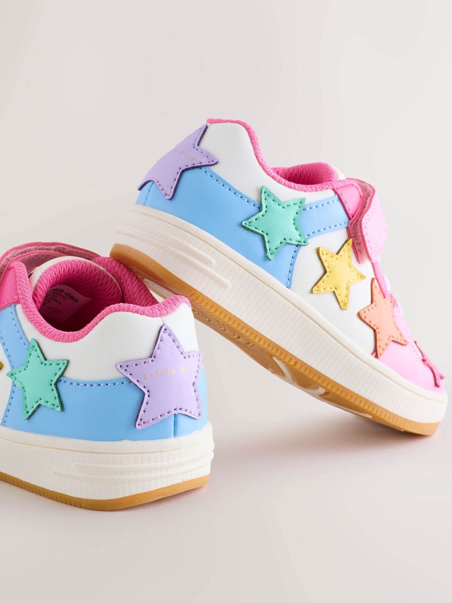Little Bird by Jools Oliver Pink Pastel Rainbow Star Trainers image 4