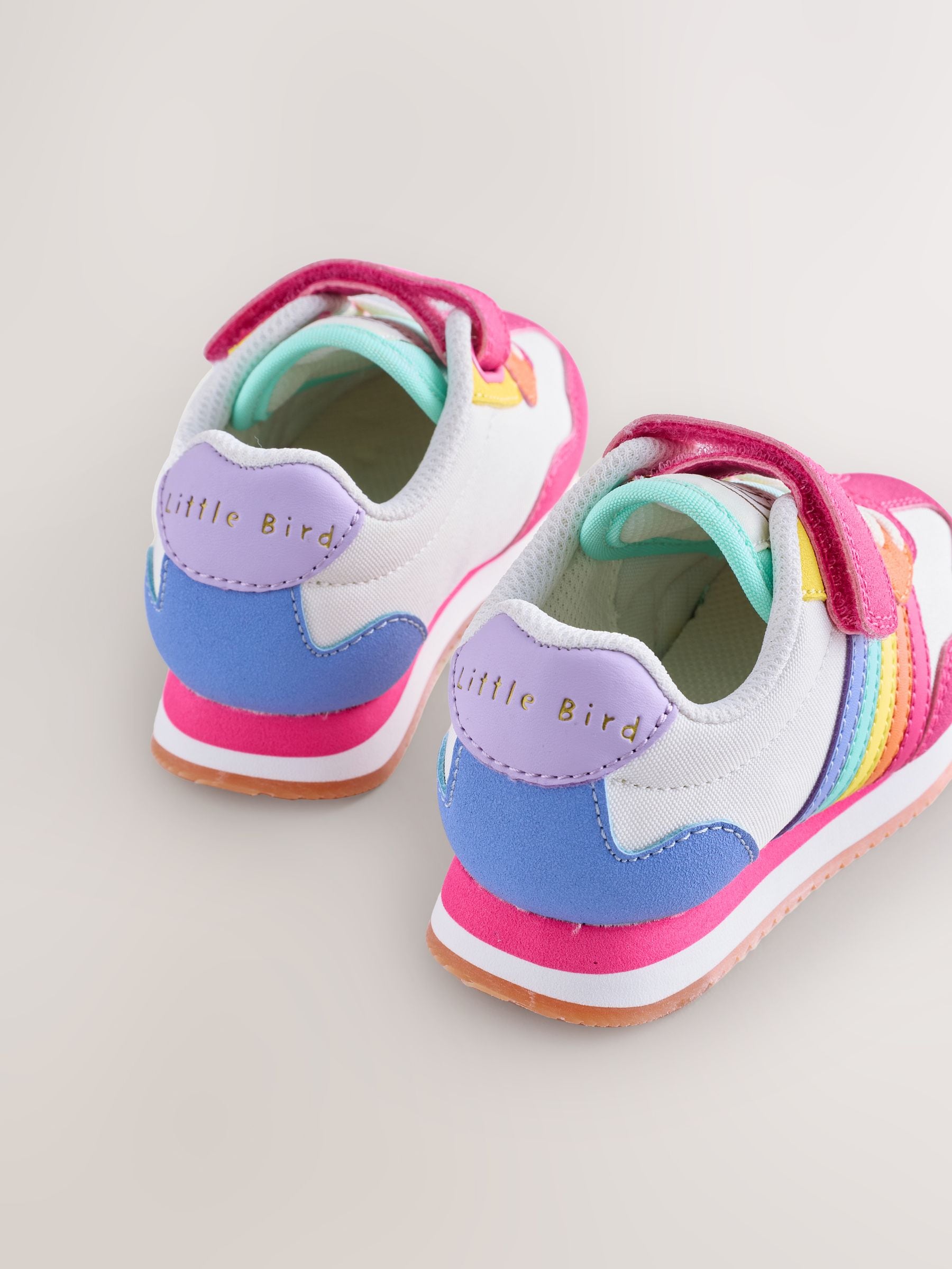 Little Bird by Jools Oliver Pink Younger Pastel Rainbow Retro Runner Trainers image 4