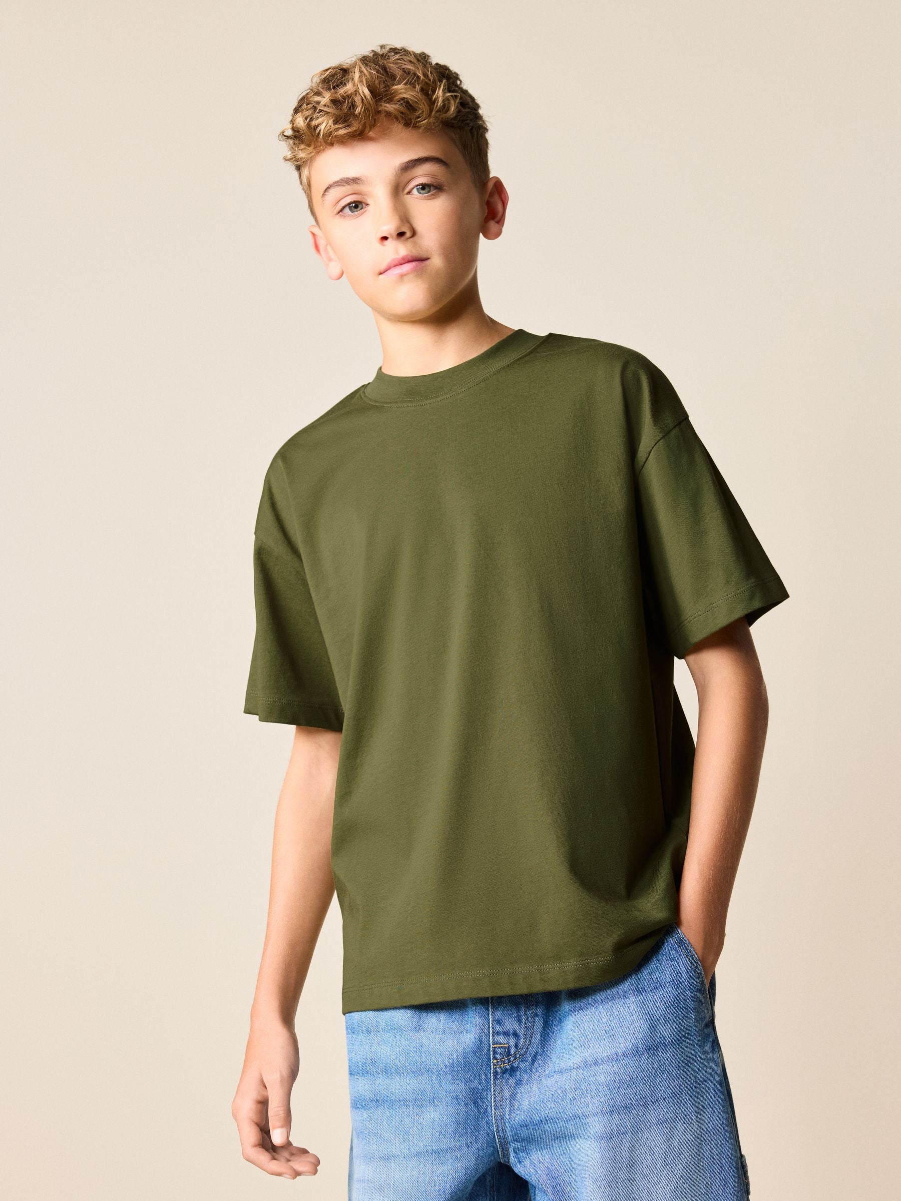 Dsiney Kidz - Dark Khaki Green Oversized Fit Short Sleeve T-Shirt (3-16yrs) image 1
