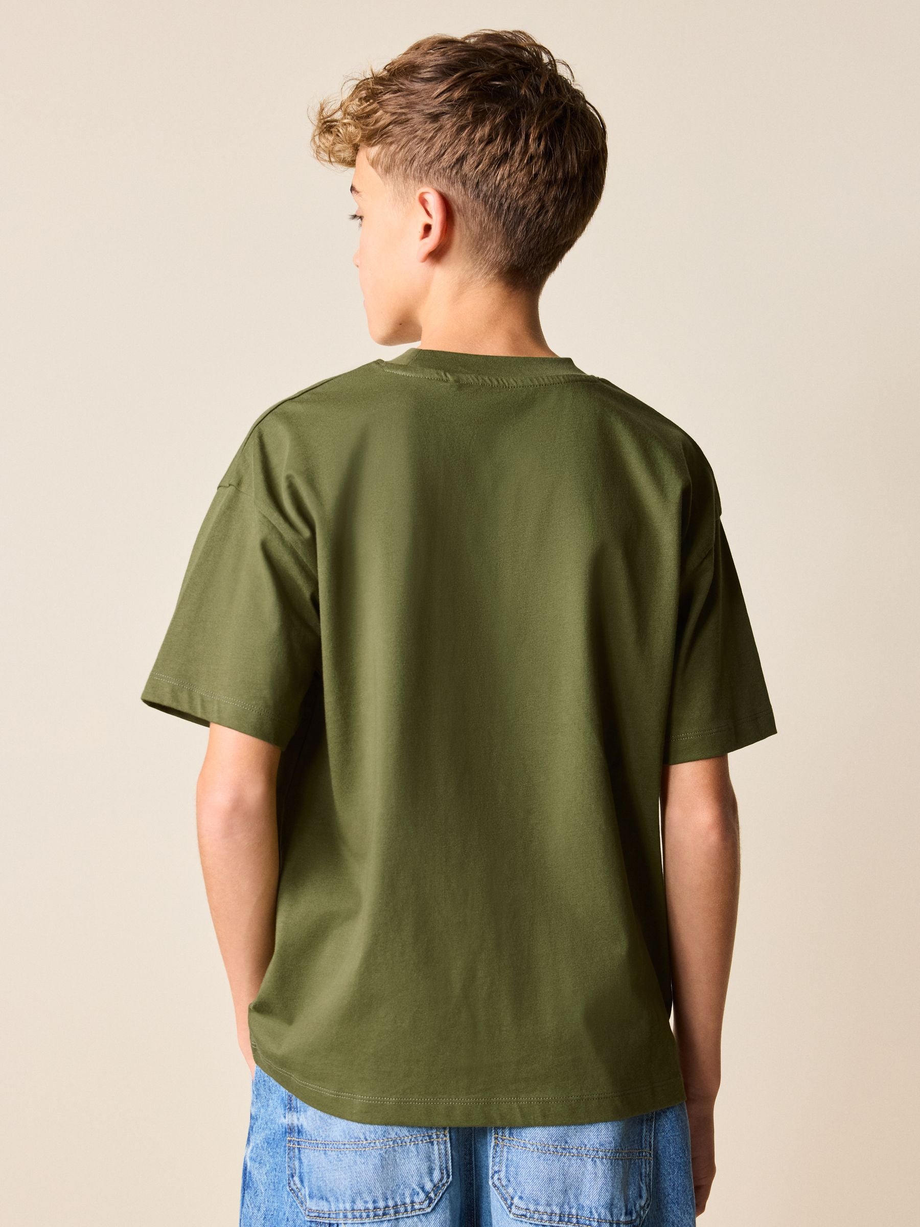 Dsiney Kidz - Dark Khaki Green Oversized Fit Short Sleeve T-Shirt (3-16yrs) image 3
