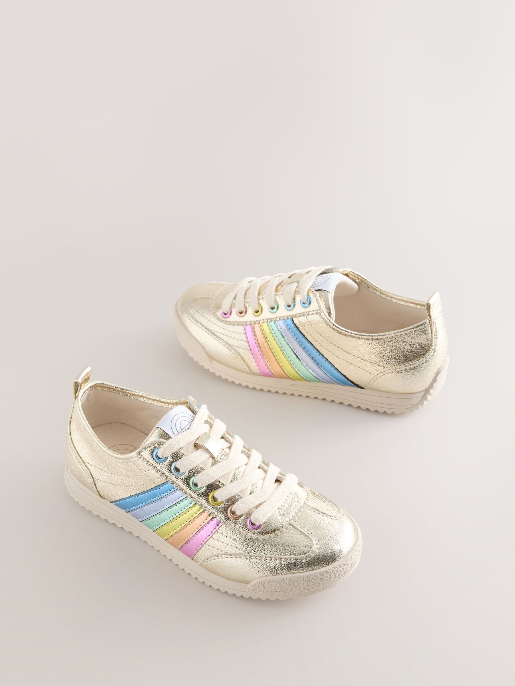 Little Bird by Jools Oliver Gold Older Metallic Rainbow Trainers image 2