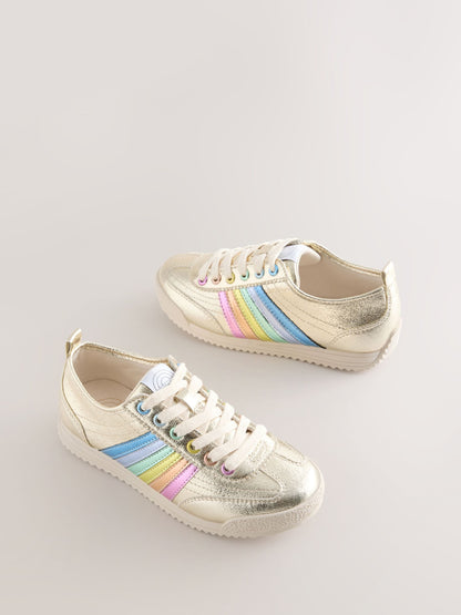 Little Bird by Jools Oliver Gold Older Metallic Rainbow Trainers image 2