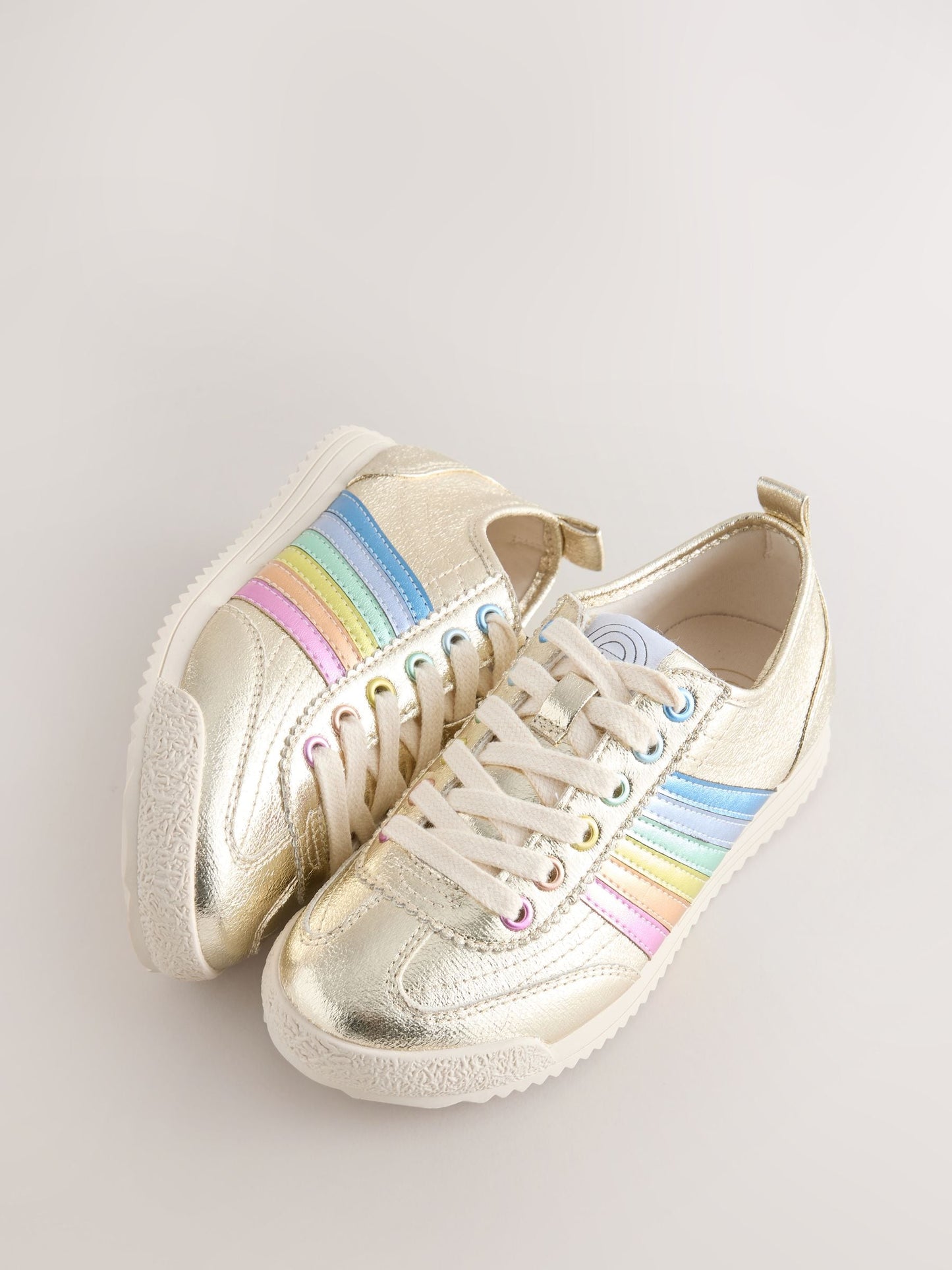 Little Bird by Jools Oliver Gold Older Metallic Rainbow Trainers image 3