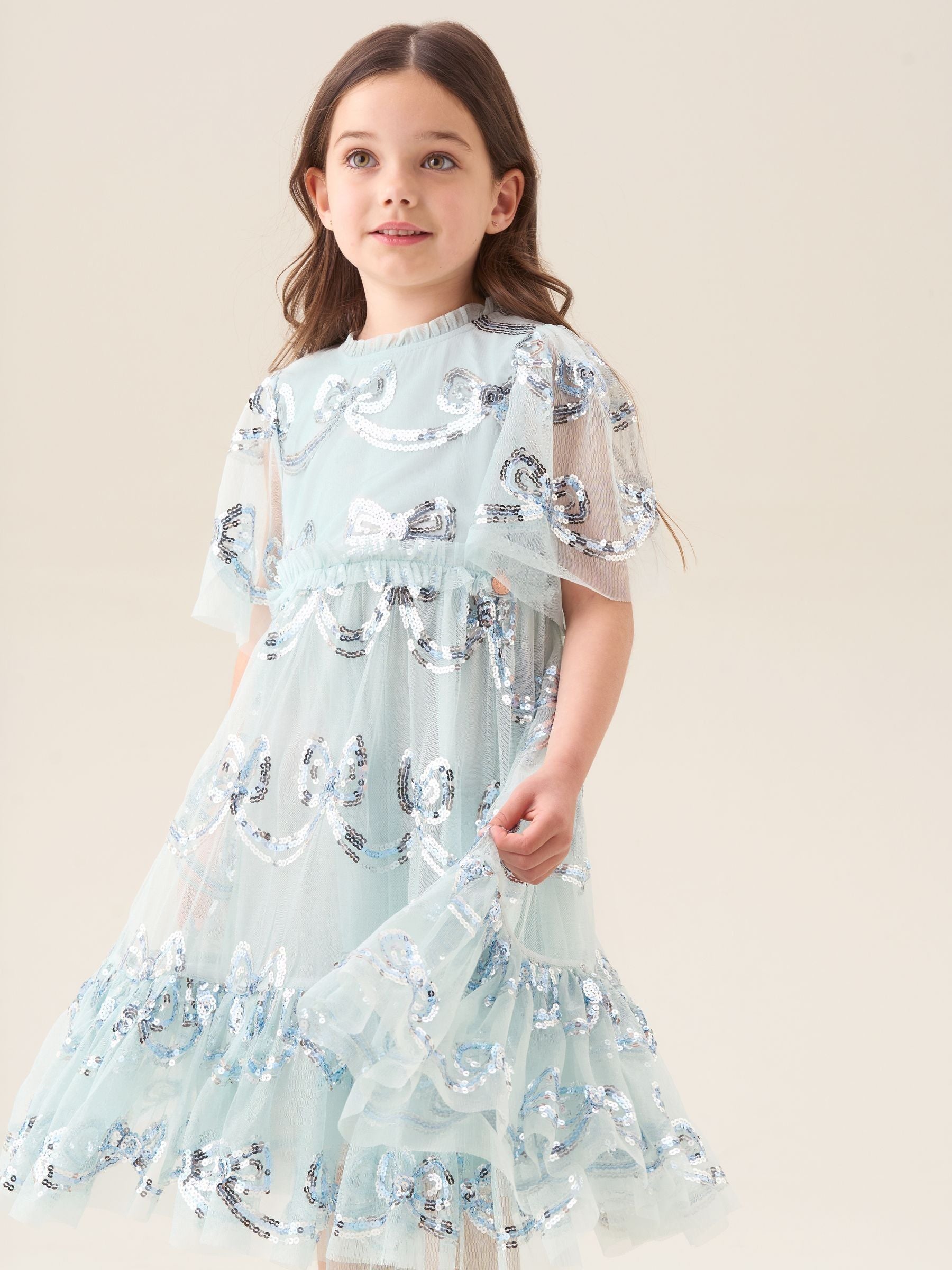 Angel & Rocket Green Delta Mint Sequin Bow Mesh Dress image 1