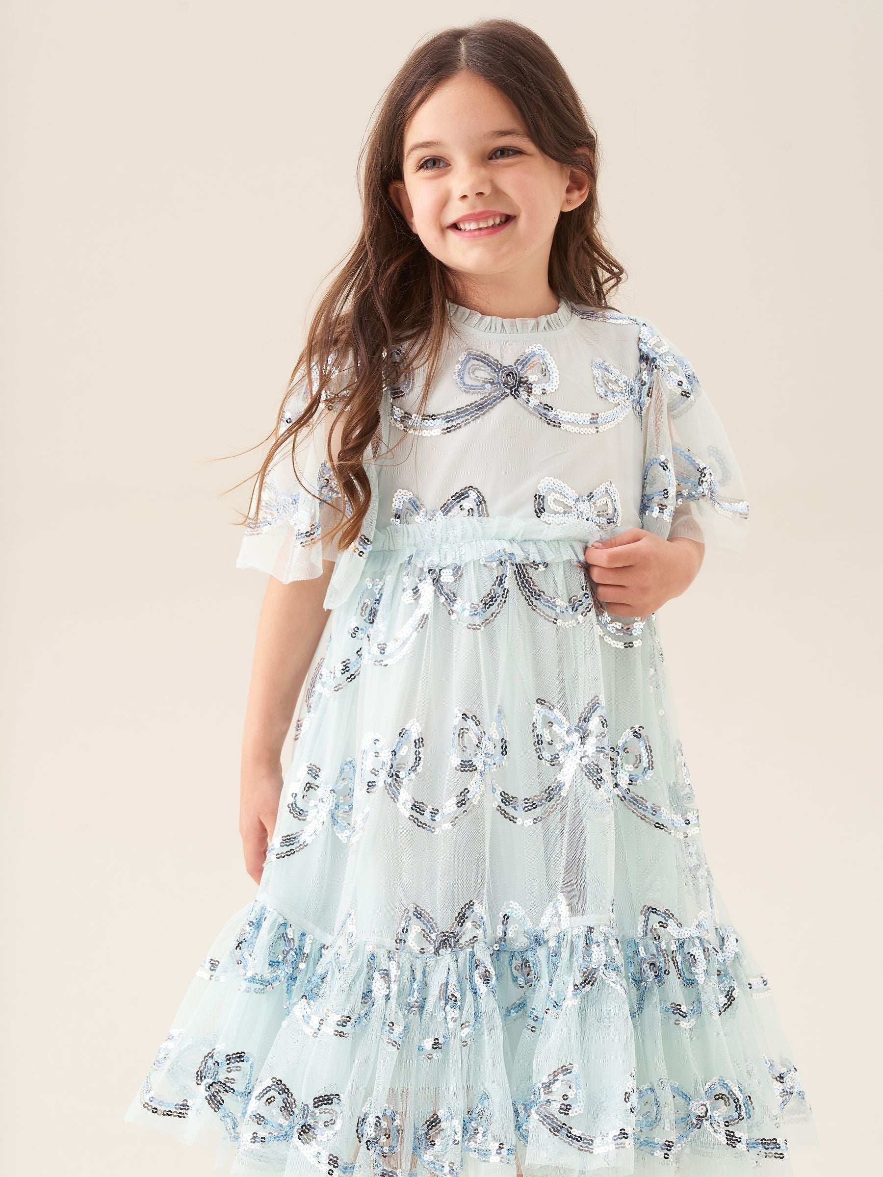 Angel & Rocket Green Delta Mint Sequin Bow Mesh Dress image 2