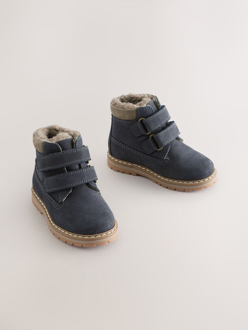 Blue Navy Wide Fit (G) Leather Thermal Thinsulate™ Lined Touch Fastening Work Boots image 1