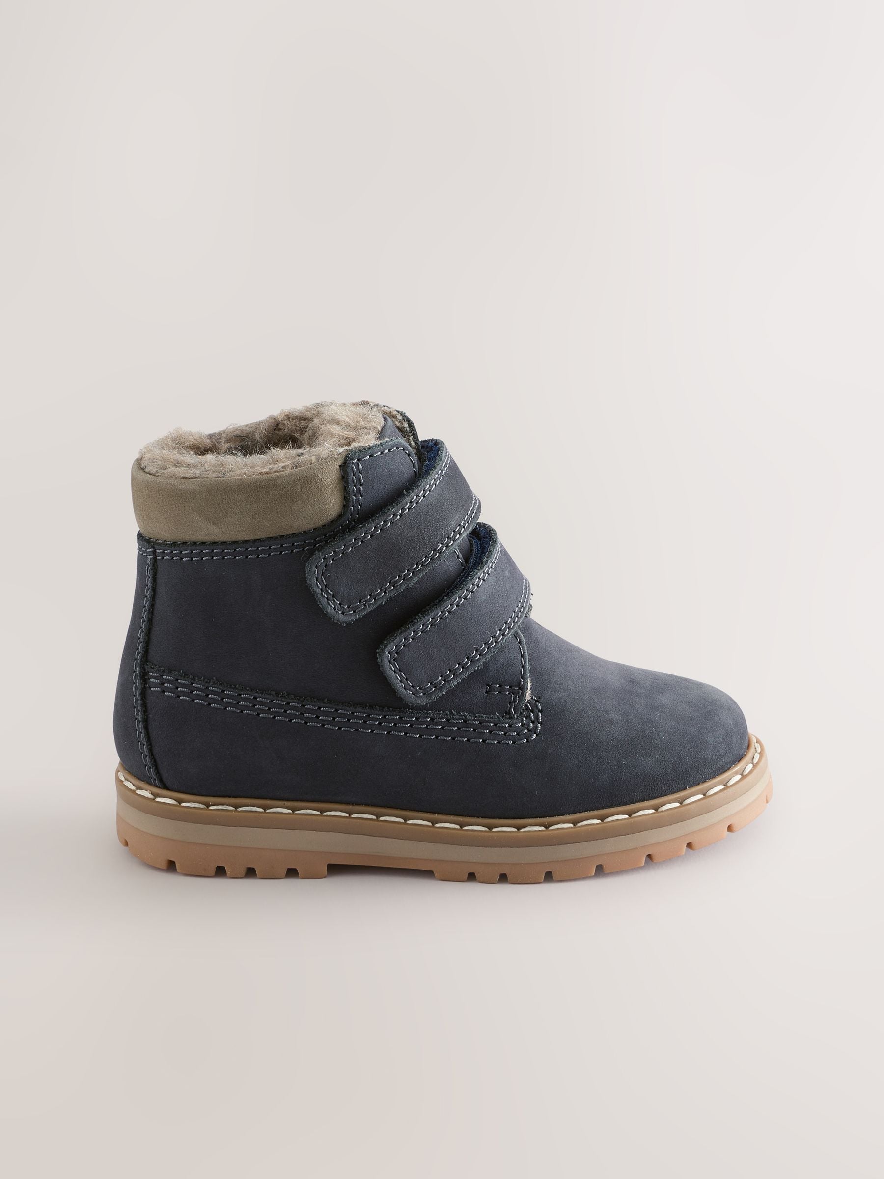 Blue Navy Wide Fit (G) Leather Thermal Thinsulate™ Lined Touch Fastening Work Boots image 2