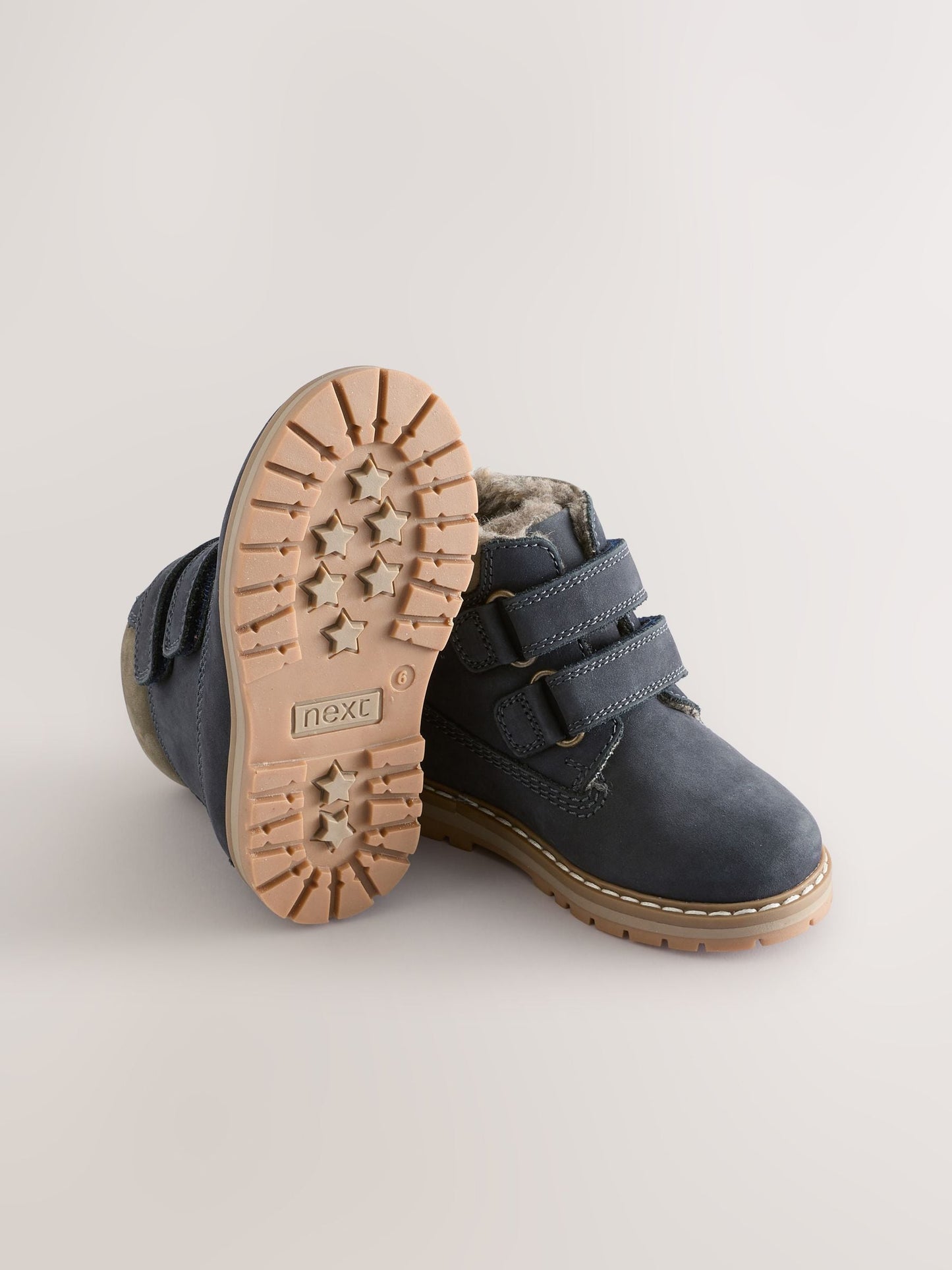 Blue Navy Wide Fit (G) Leather Thermal Thinsulate™ Lined Touch Fastening Work Boots image 4