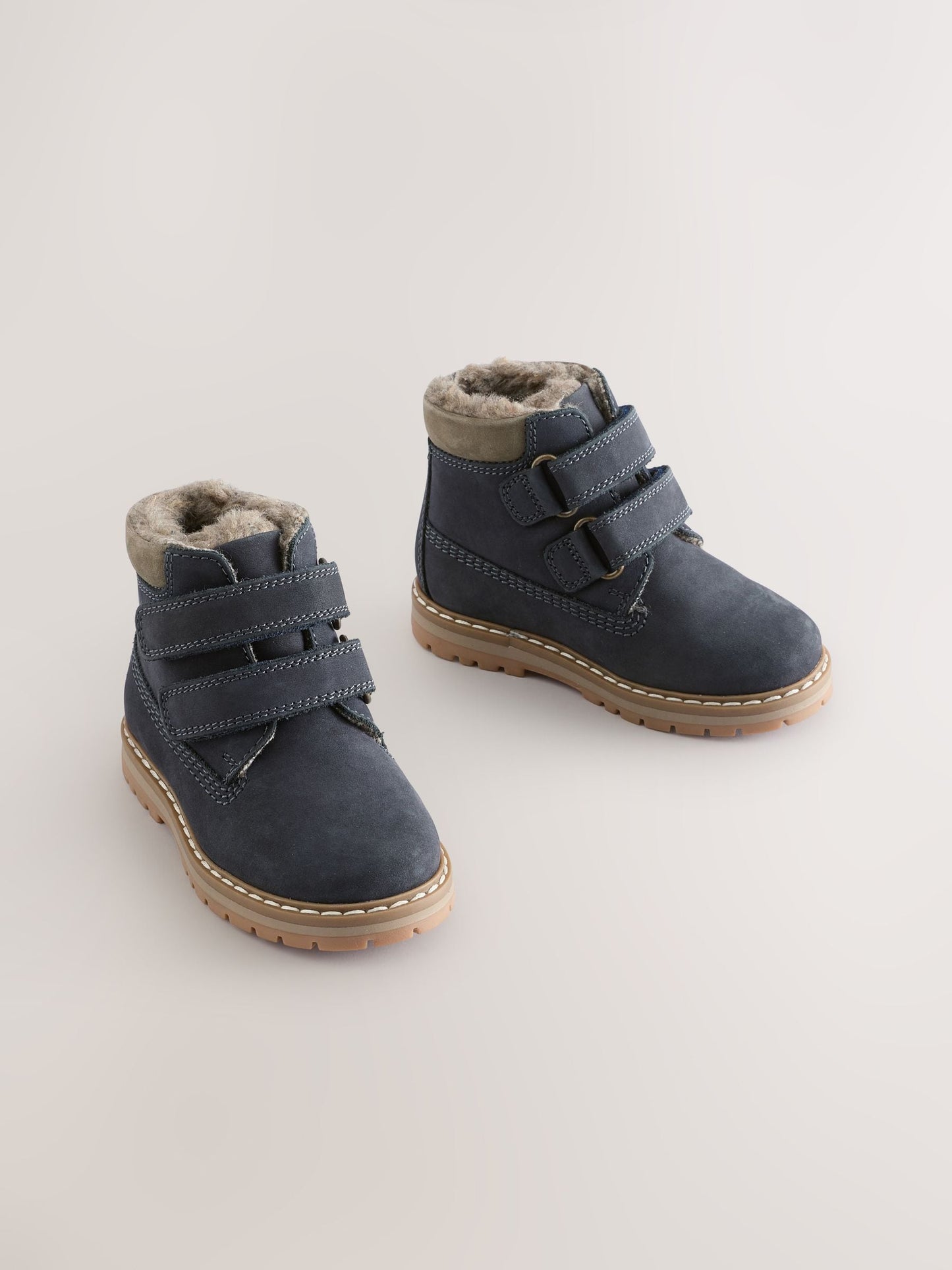 Blue Navy Wide Fit (G) Leather Thermal Thinsulate™ Lined Touch Fastening Work Boots image 1