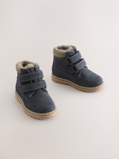 Blue Navy Wide Fit (G) Leather Thermal Thinsulate™ Lined Touch Fastening Work Boots image 1