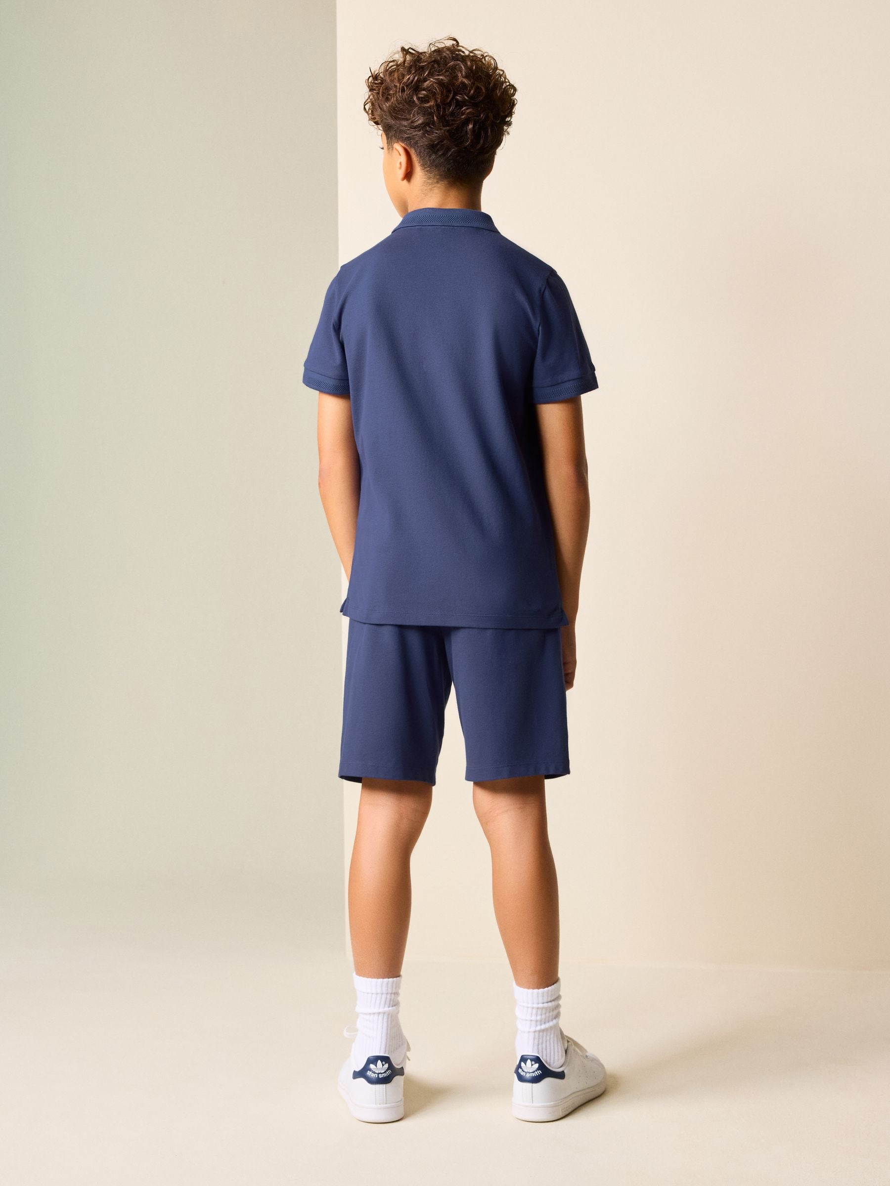 Navy Short Sleeve Polo Shirt and Shorts Set (3-16yrs) image 4