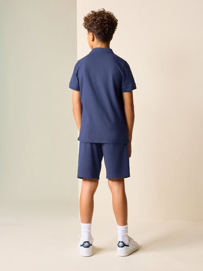 Navy Short Sleeve Polo Shirt and Shorts Set (3-16yrs) image 4