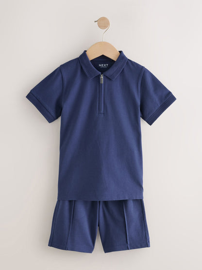 Navy Short Sleeve Polo Shirt and Shorts Set (3-16yrs) image 6